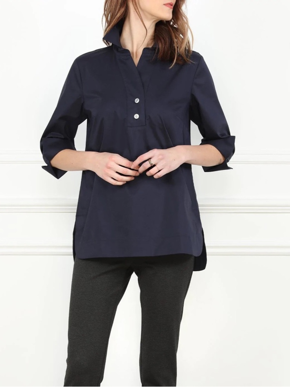 Hinson Wu Aileen 3/4 Sleeve Tunic Navy Blue Size 6